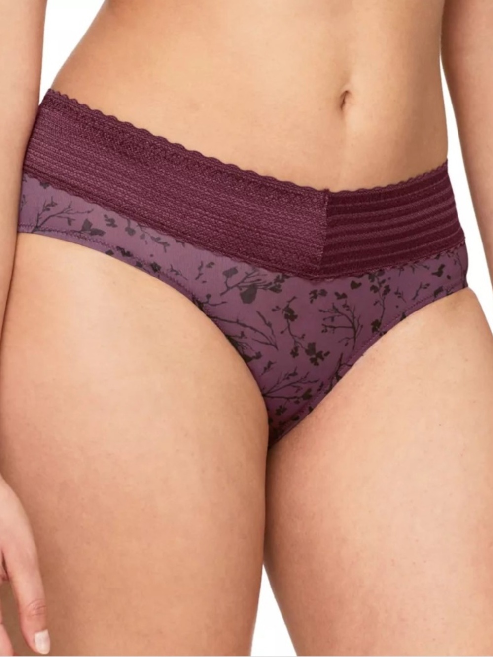 Warner's Women's Hipster with Lace PantyBurgundy Soft Vines Medium NWT - Picture 1 of 2